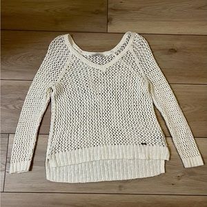 Abercrombie & Fitch - Crochet Open-Knit, White Loose Sweater Women’s S
